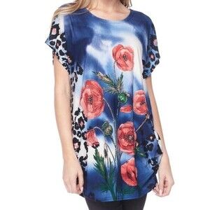 PLUS Blue Leopard Flower Rhinestone 3X